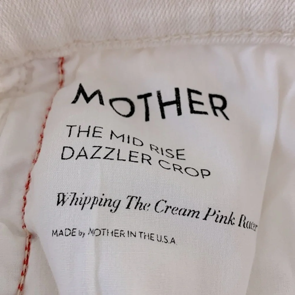 Mother Mid Rise Dazzler Whipping The Cream Pink Racer Crop